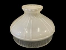 VINTAGE ALADDIN OPALWHITE AND CLEAR MOLDED GLASS OIL LAMP SHADE