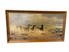 AUGUST ALBO ESTONIA BORN ARTIST PRINT ON BOARD TITLED FREE AS THE WIND CIRCA 1960'S