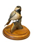 1987 WILLIAM VROOMAN HAND CARVED WOOD BIRD FIGURE BLACK-CAPPED CHICKADEE
