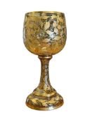 19TH CENTIRY MOSER ENAMELED AND GILDED CZECH BOHEMIAN ART GLASS GOBLET