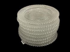 AVON BY FOSTORIA CUT GLASS LUNCHEON PLATES WITH VARIOUS CENTER DESIGNS CIRCA 1970'S