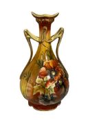 20TH CENTURY HAND PAINTED NIPPON PORCELAIN VASE WITH FLORAL DESIGN AND GILT ACCENTS