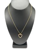 14K YELLOW GOLD DIAMOND HEART PENDANT NECKLACE