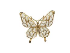 TRIFARI DESIGNER SIGNED COSTUME JEWELRY GOLD TONE BUTTERFLY BROOCH