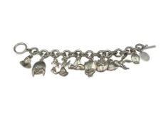 1992 WARNER BROTHERS INC. STERLING SILVER FIGURAL CARTOON CHARACTER LIMITED EDITION CHARM BRACELET