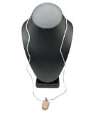 STERLING SILVER POLISHED PINK STONE PENDANT NECKLACE
