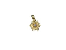 14K YELLOW GOLD DESIGNER HALLMARKED ROUND CUT TANZANITE FLOWER PENDANT