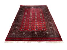 TURKOMAN BUKARA / BOKARA LOW WOOL PILE MEDALLION AREA RUG HAND KNOTTED