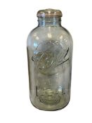 BALL IDEAL MASON JAR / CANNING JAR COMMEMORATIVE FOUR-GALLON JAR WITH GLASS LID