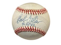 BOB FELLER FORMER AMERICAN BASEBALL PITCHER AUTOGRAPHED BASEBALL
