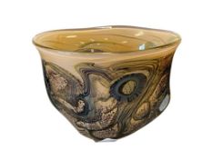 SIGNED 2005 ROBERT EICKHOLT ART GLASS STUDIO ROSE PEACOCK BOWL