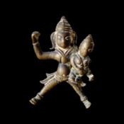 Cast Metal Plaque Depicting a Dancing Deity with Child