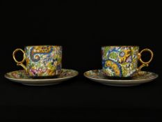 Czechoslovakian Paisley Chintz Porcelain Teacup and Saucer Set