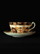 Victorian Era Imari Ware Style Porcelain Teacup and Saucer