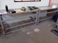 Lot 15 - 4 wall mounted 6' steel framed benches with aluminium tops