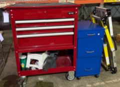 Toolbox with cabinet and work platform, contents included. TAG: 4954-43 - Location: Cleveland , OH ,