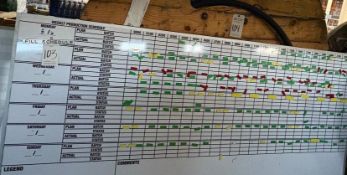 LARGE WEEKLY PRODUCTION SCHEDULING WHITE BOARD