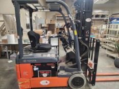 TOYOTA 8FBE15U ELECTRIC FORKLIFT, S/N 14647- WORKING AND CHARGED
