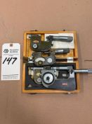 4X MISC. INDICATING MICROMETERS, 1 IN WOOD CASE