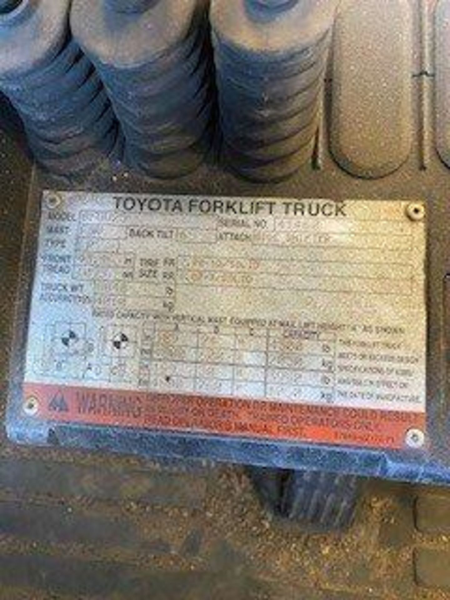 TOYOTA FORK TRUCK S/N 41460 - Image 2 of 2