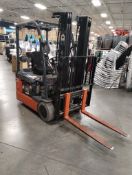 TOYOTA ELECTRIC FORKLIFT, MODEL 8FBE15U, S/N 14617- WORKING