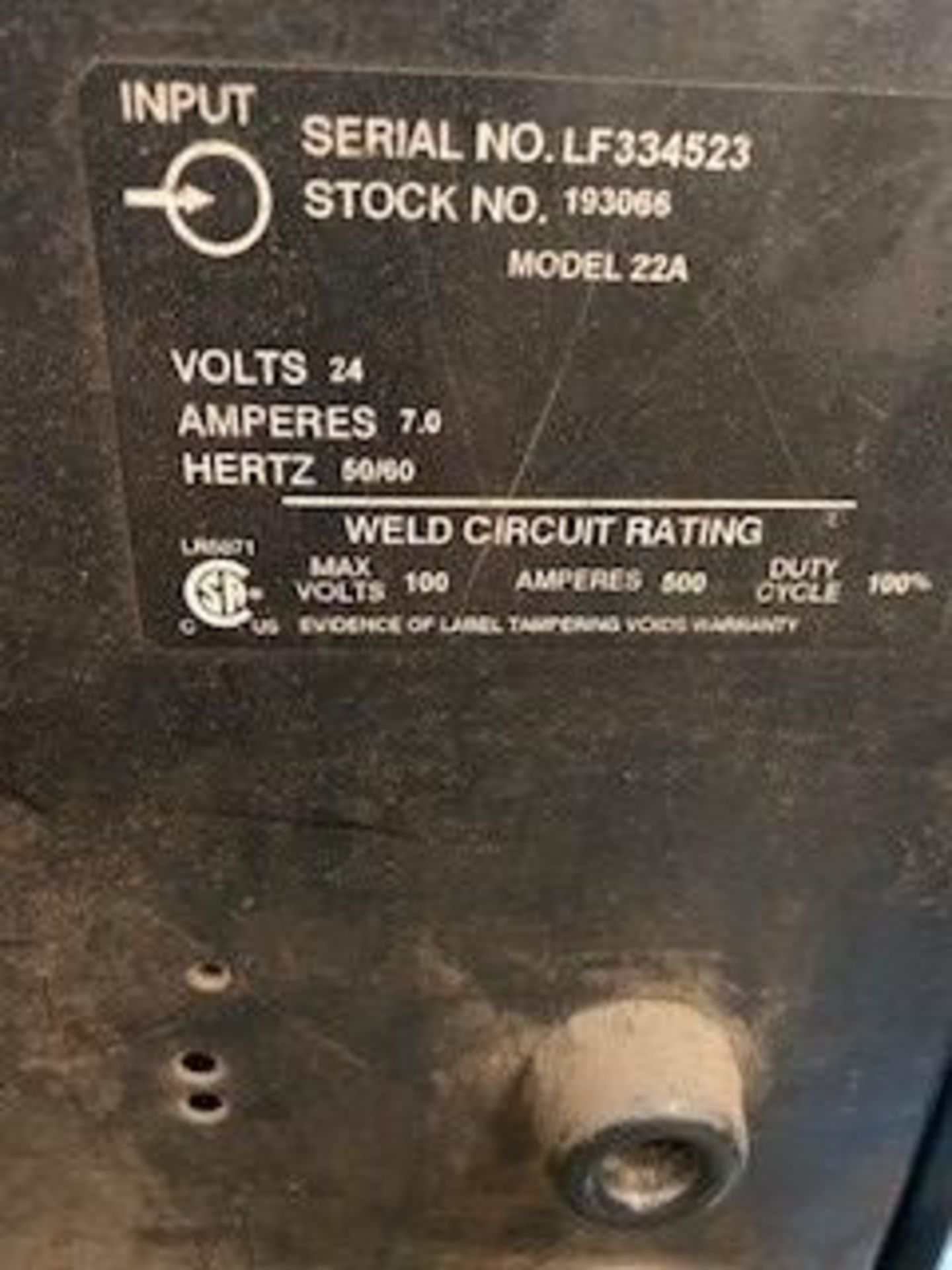 MILLER 22A WIRE FEEDER S/N LF334523 - Image 2 of 2