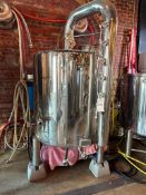 330 GALLON STOUT STAINLESS STEEL VERTICAL RAISED TANK W/ CONDENSATE STACK, BOTTOM DRAIN & MANWAY