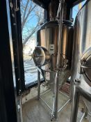 300 GALLON STAINLESS STEEL VERTICAL CONE BOTTOM DOME TOP TANK W/ DWYER TSW TEMPERATURE SWITCH