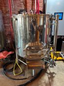 300 GALLON STAINLESS STEEL VERTICAL SPLIT LID TANK W/ DRAIN MANWAY & DRAIN CHUTE