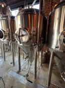300 GALLON STAINLESS STEEL VERTICAL CONE BOTTOM DOME TOP TANK W/ DWYER TSW TEMPERATURE SWITCH