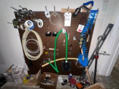ASSORTED SPARE CLAMPS, HOSES, FITTINGS, AND BALL VALVES