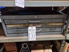 HUOT 3-DRAWER MACHINIST TOOL STORAGE CHEST FILLED WITH ASSORTED MILLS