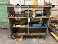 INDUSTRIAL TOOL CART FILLED WITH CHUCK JAWS, CHAIN HOIST, AND HARDWARE *CONTENTS INCLUDED