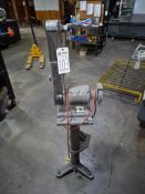 COMBINATION BELT SANDER AND BENCH GRINDER MOUNTED ON A HEAVY-DUTY CAST IRON PEDESTAL STAND