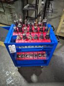 TOOL CART FILLED WITH ASSORTED CAT 40 TOOL HOLDERS AND TOOLING