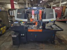 2019 COSEN G320 SMART NC-100 12.8” AUTOMATIC HORIZONTAL DUAL COLUMN BAND SAW W/ 10' ROLLER CONVEYOR