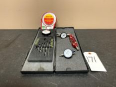 SPI AND MITUTOYO DIAL INDICATORS AND STARRETT AM-2 MAGNETIC ANGLE METER