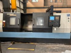 2012 DOOSAN PUMA 400LB CNC LATHE / TURNING CENTER WITH HYDRAULIC STEADY REST AND LNS CHIP CONVEYOR