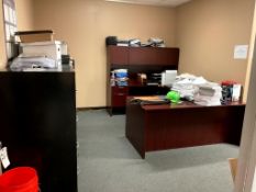ASSORTED OFFICE FURNITURE AND FILING CABINETS * CHAIRS AND CONTENTS NOT INCLUDED