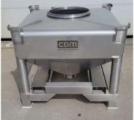 NEW CDM PORTABLE 316 STAINLESS STEEL BULK IBC GRAVITY HOPPER WITH FORK POCKETS