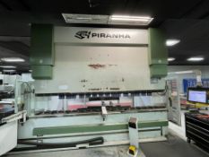 280 TON X 13' PIRANHA PRECISION CNC PRESS BRAKE, 2018 WITH 6 AXIS BACK GUAGE, DELEM 3D CONTROLS