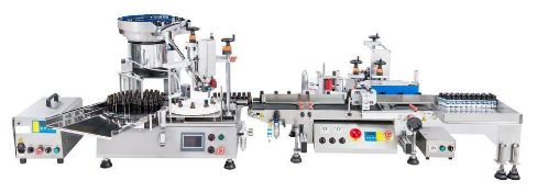 CLEVELAND EQUIPMENT LIQUID FILLING LINE – 2OZ TO 8OZ – GEAR FILLER / PERISTALTIC PUMP