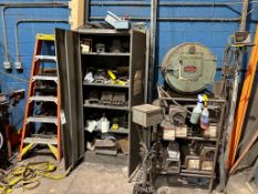 CORNER OF MAINTENANCE CRIB, LADDER, ELECTRODE STABILIZING OVEN, VARIOUS ELECTRICAL COMPONENTS