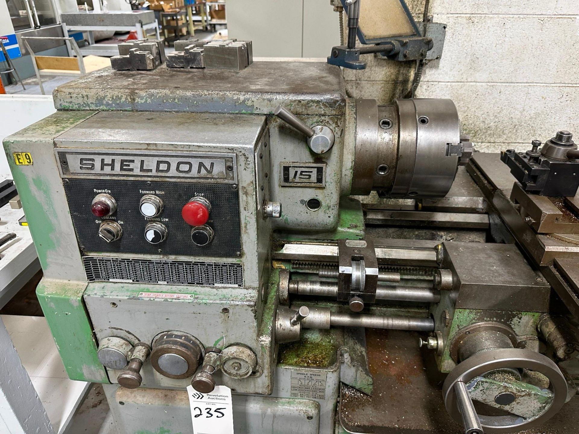 SHELDON R-15 METAL ENGINE LATHE WITH 3 JAW 8 INCH BUCK CHUCK AND ...