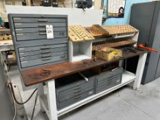 WORKBENCH WITH HUOT DRILL BIG STORAGE CABINETS