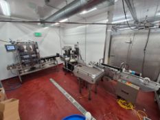 INLINE BOTTLING LINE: MICRO CARBONATED BOTTLING MACHINE, CAPPING AND FEEDING STATION, RSC RINSER