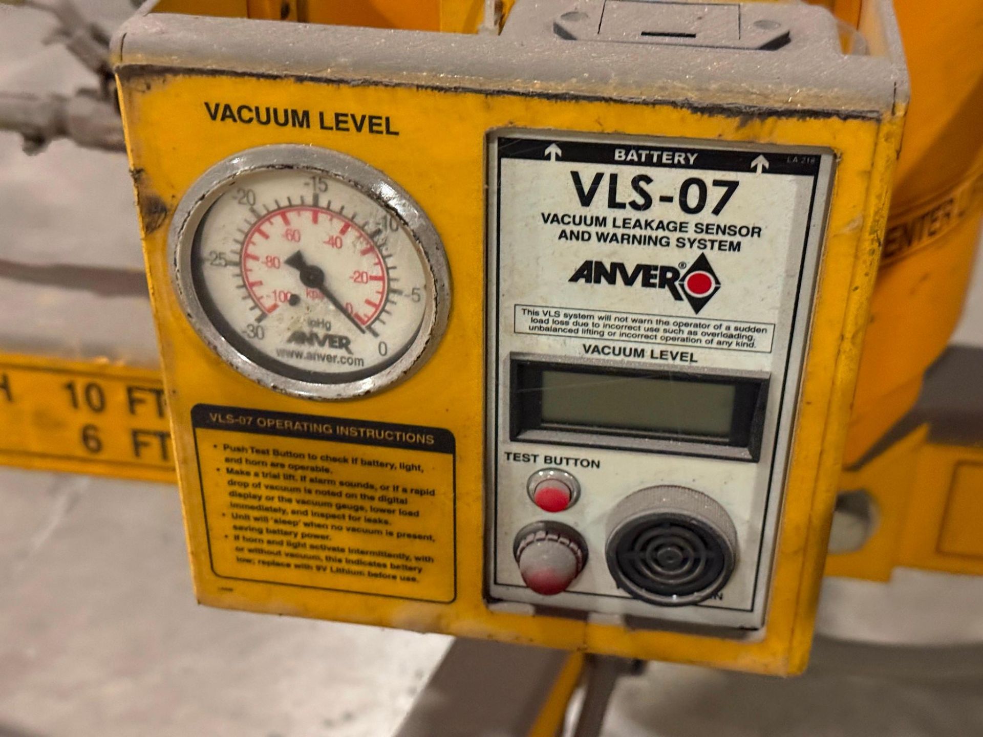 ANVER U125-6, 1200LB, 6 PAD VACUUM LIFTER WITH VLS-07 VACUUM LEAK ...
