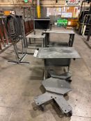 (6) ASSORTED STEEL ITEMS, (2) TABLES, (1) RACK, (1) DOLLY, (1) CABINET, (1) BENCH/CART