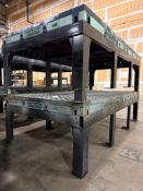 (2) STACKED AND WELDED WELDSALE 8 LEG ACORN WELDING TABLES