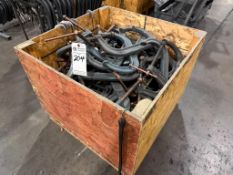 WOOD CRATE BIN OF ASSORTED CLAMPS